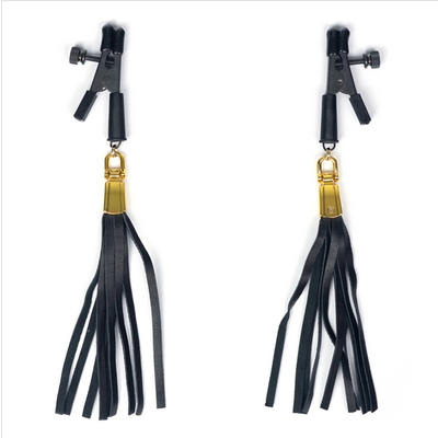 Spartacus Enterprises Alligator Tip Clamp Leatherette Tassels Adjustable BDSM - Nipple and Clit Clamps