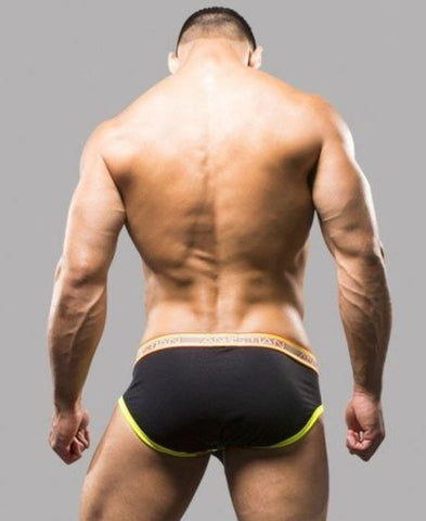Andrew Christian Almost Naked Dare Brief Black with Cross Strap Pouch - Mens Briefs And Boxers