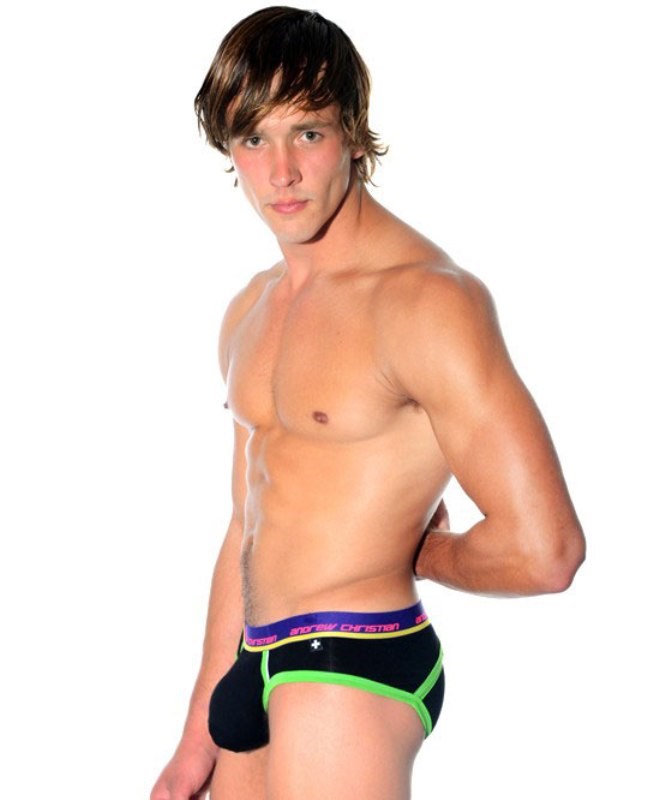 Andrew Christian Almost Naked Eclipse Brief w/ Show It Black with Enhancement - - Jocks and G-Strings