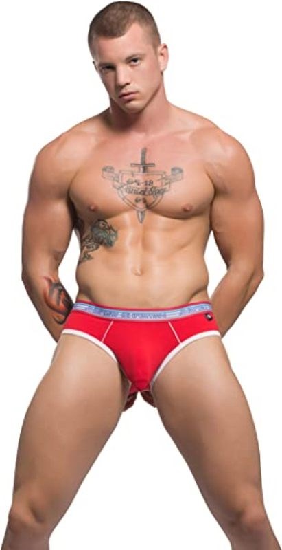 Andrew Christian Almost Naked Holiday Air Jock Red Anatomical Pouch Design - - Jocks and G-Strings