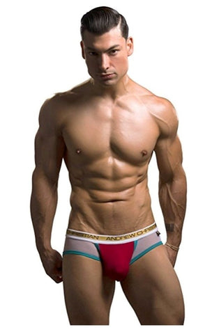 Andrew Christian Almost Naked Peek a boo Holiday Brief Red with Open Pouch - Jocks and G-Strings