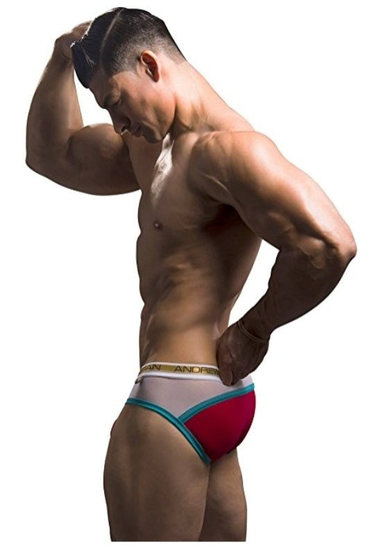 Andrew Christian Almost Naked Peek a boo Holiday Brief Red with Open Pouch - - Jocks and G-Strings