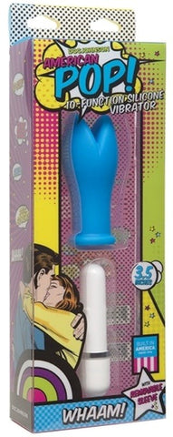 Doc Johnson American Pop Wham! 10 Function Vibrator Blue Pop Art Design - Waterproof Vibrators