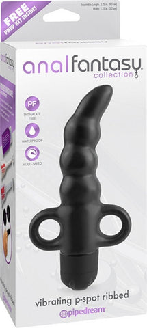 Anal Fantasy Collection Ribbed Vibrating P Spot Massager with Curved Tip - Prostate Toys