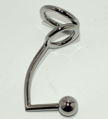 Hells Couture Anal Jock Lock With Duo Rings Surgical Steel Adult Toy - Spreaders and Hangers