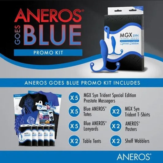 Aneros MGX Syn Trident Blue Promo Kit Essential Cock Gear - - Sex Kits