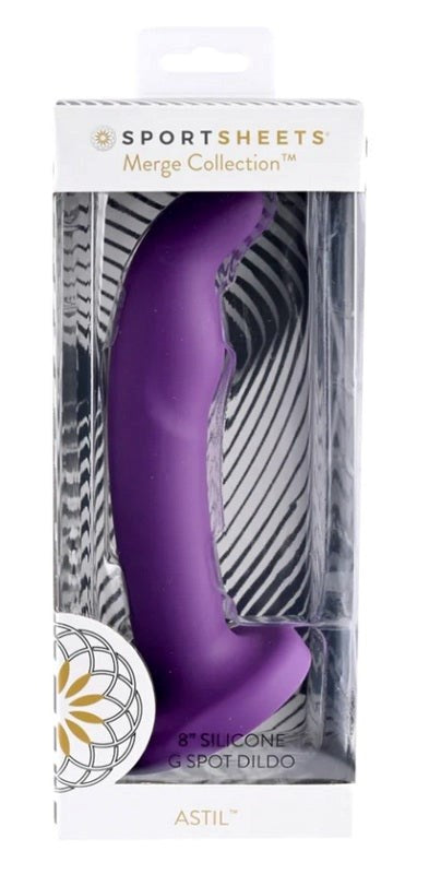 Sportsheets Astil 8 in. Suction Cup Silicone Dildo with Curved Design - - Non-Realistic Dildos