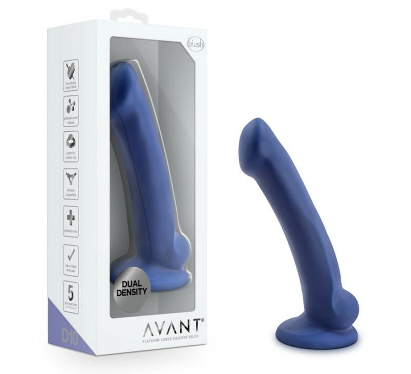 Blush Novelties Avant D10 Ergo Mini Indigo Dual Density Curved Dildo - - Realistic Dildos