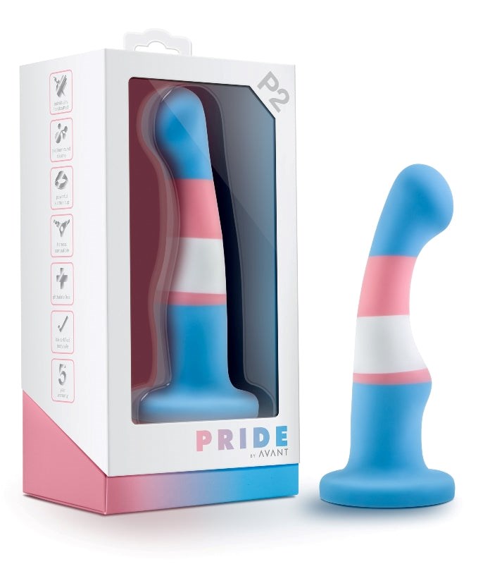 Blush Novelties Avant Pride P2 True Blue Body Safe Silicone G Spot/P Spot Massager - - Non-Realistic Dildos