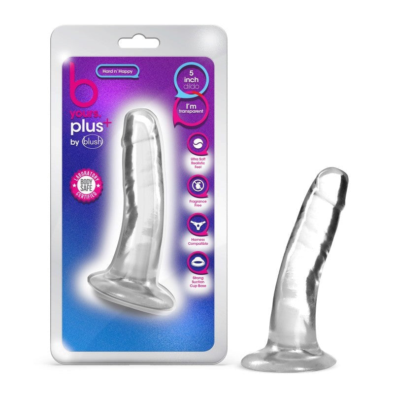 Blush Novelties Transparent Delight B Yours Plus Hard n Happy Clear Dildo - - Realistic Dildos