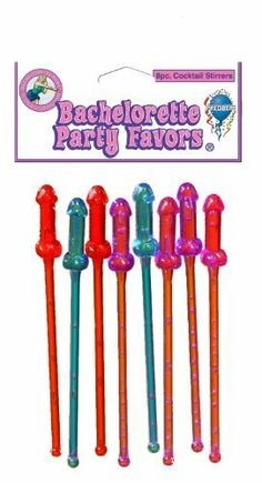 Pipedream Products Bachelorette Party Favors Cocktail Stirrers 8 Pack Penis Shaped - Bachelorette and Bucks
