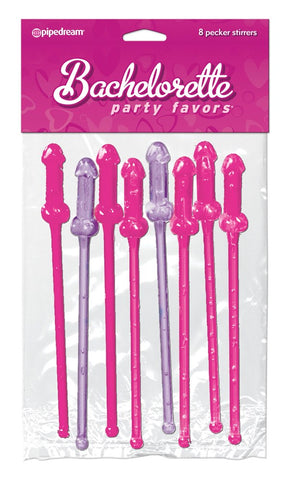 Pipedream Products Bachelorette Party Favors Cocktail Stirrers 8 Pack Penis Shaped - Bachelorette and Bucks