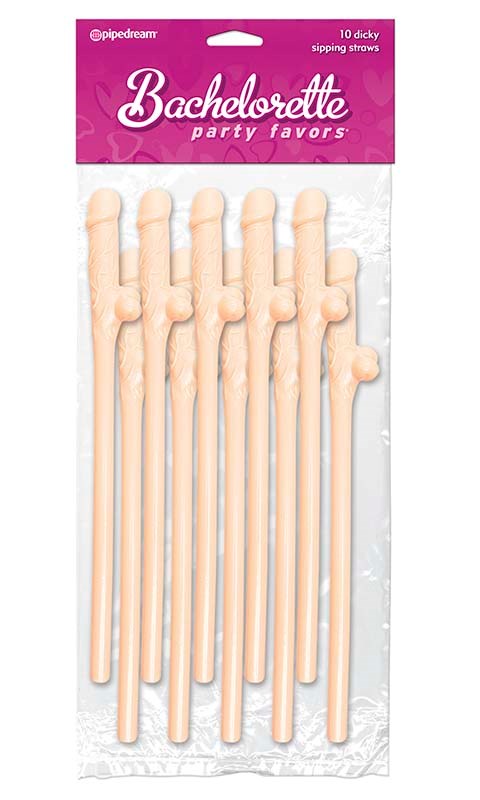 Pipedream Bachelorette Party Dicky Sipping Straws 10 Pack Penis Shaped Straws - - Sex Games, Coupons and Tricks