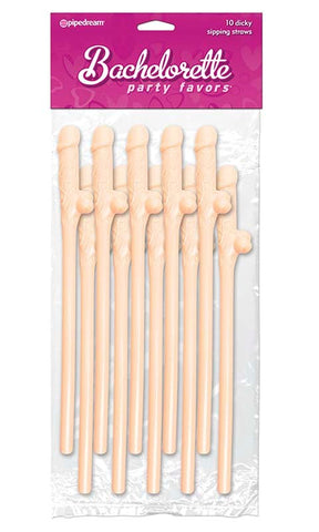 Pipedream Bachelorette Party Dicky Sipping Straws 10 Pack Penis Shaped Straws - Sex Games, Coupons and Tricks