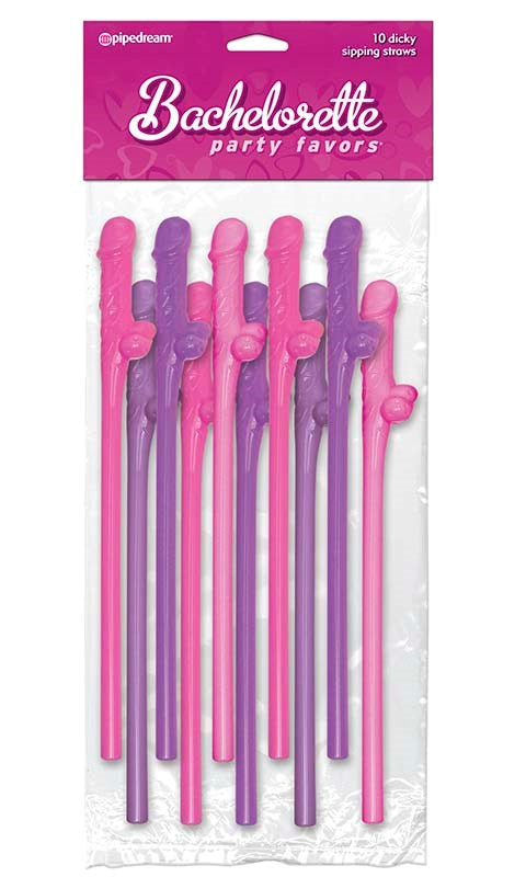 Pipedream Bachelorette Party Dicky Sipping Straws 10 Pack Penis Shaped Straws - - Sex Games, Coupons and Tricks