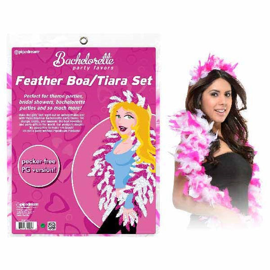 Pipedream Products Bachelorette Party Favors Feather Boa/Tiara Set Elegant - - Sex Games, Coupons and Tricks