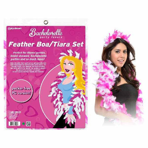 Pipedream Products Bachelorette Party Favors Feather Boa/Tiara Set Elegant - Sex Games, Coupons and Tricks