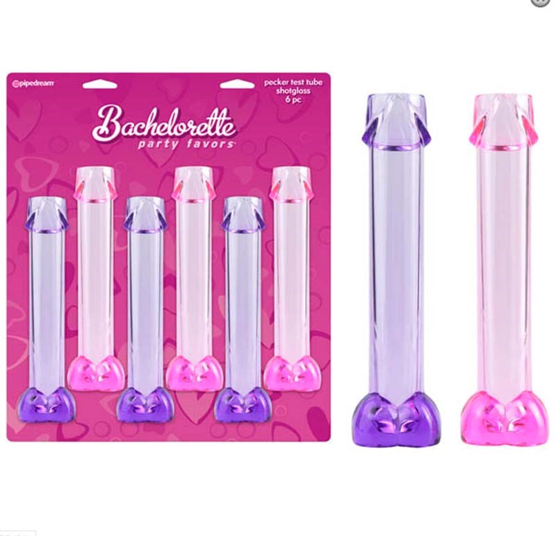 Pipedream Bachelorette Party Pecker Test Tube Shotglasses Penis Shaped Party Cups - Bachelorette and Bucks