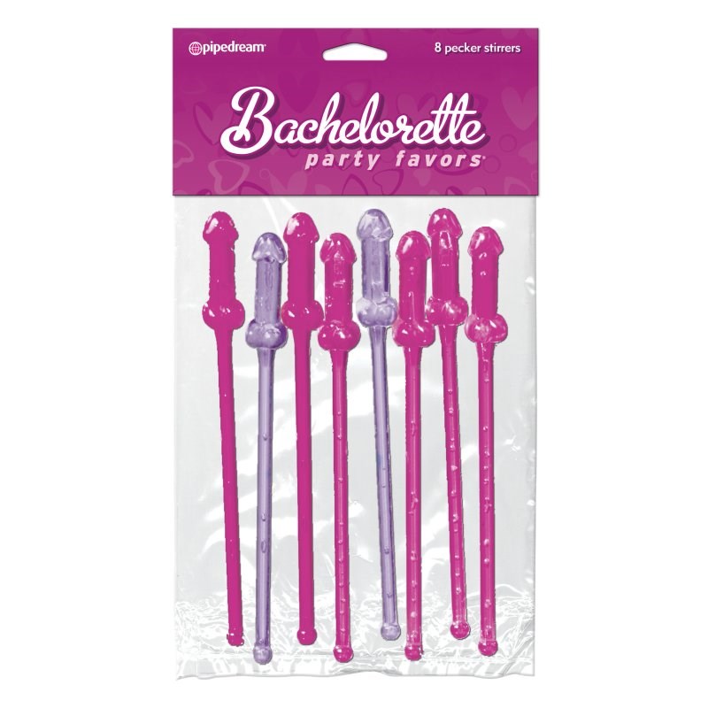 Pipedream Products Bachelorette Party Favors Pink Purple Pecker Stirrers 8 Pack - - Sex Games, Coupons and Tricks