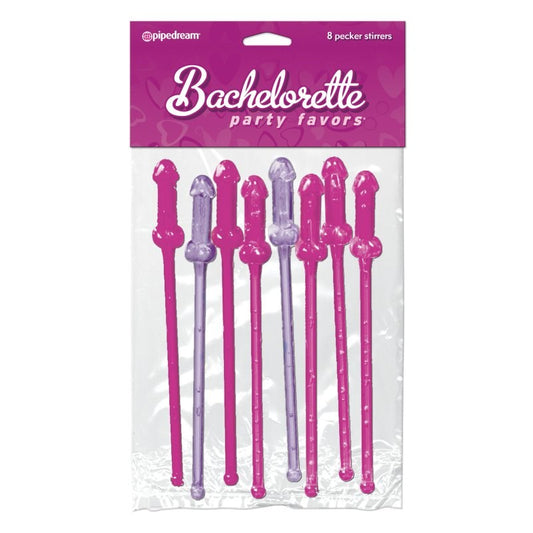 Pipedream Products Bachelorette Party Favors Pink Purple Pecker Stirrers 8 Pack - - Sex Games, Coupons and Tricks