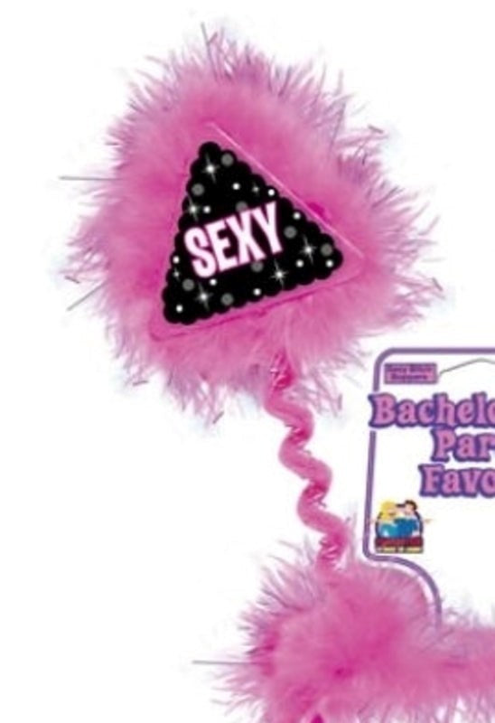 Pipedream Bachelorette Party Favors Sexy Bitch Boppers Pink Feather Headband - - Bachelorette and Bucks