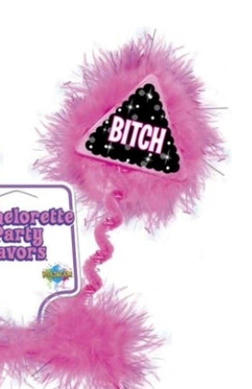 Pipedream Bachelorette Party Favors Sexy Bitch Boppers Pink Feather Headband - - Bachelorette and Bucks