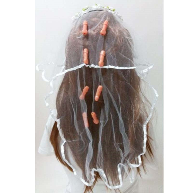 Maxpassion Bachelorette Pecker Veil with 8 Dangling Penis Decorations - - Fancy Dress Ups