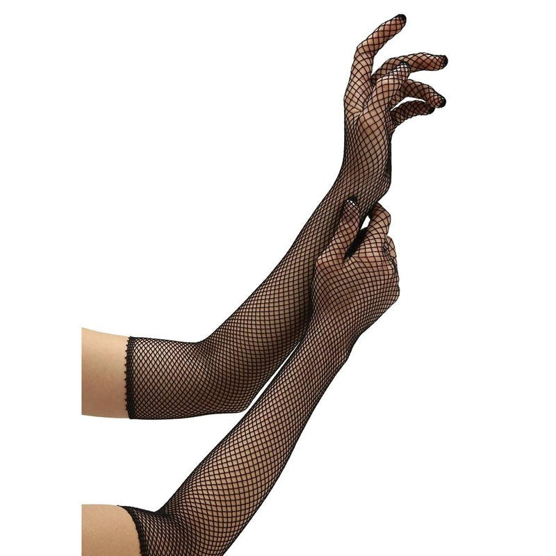 Baci Lingerie WL Fishnet Opera Gloves Elegant Fishnet Accessory - - Wigs and Gloves