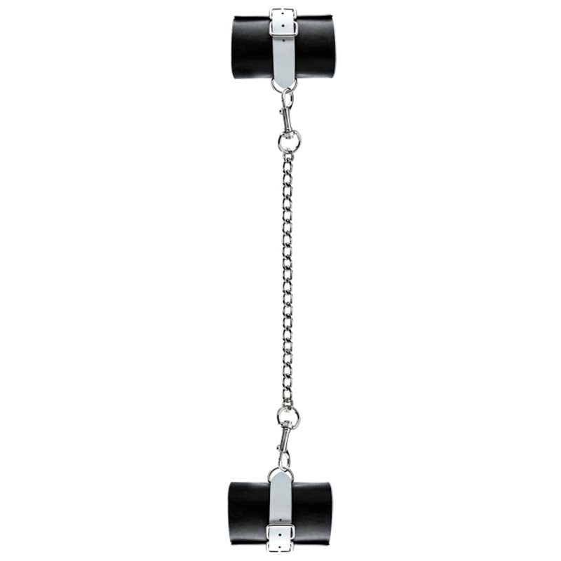 Shots Toys Bad Romance Leather Black & White Hand or Leg Cuffs Premium BDSM - - Cuffs and Restraints