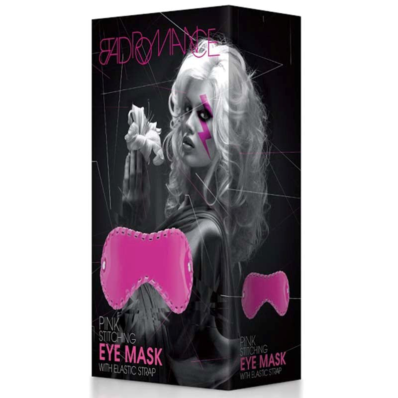 Shots Toys Bad Romance Pink Stitching Eye Mask with Elastic Strap - - Masks And Blindfolds