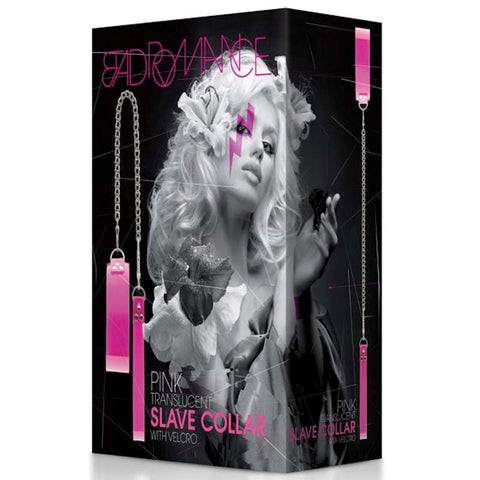 Shots Toys Bad Romance Pink Translucent Slave Collar with Velcro Adjustable - Masks And Blindfolds