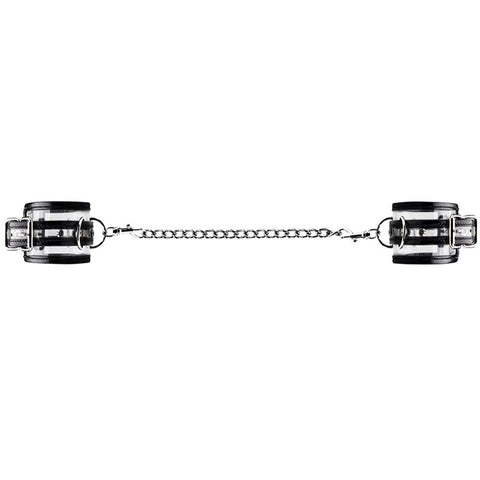 Shots Toys Bad Romance Translucent Handcuffs with Black Stripes BDSM Restraints - Cuffs and Restraints