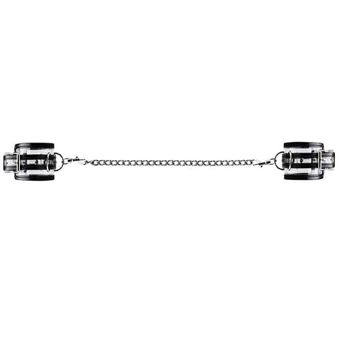 Shots Toys Bad Romance Translucent Leg Cuffs with Black Stripes BDSM Bondage - Cuffs and Restraints