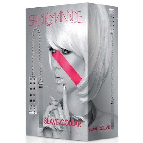 Shots Toys Bad Romance Translucent Slave Collar with Metal Nails and Chain - Collars and Leads