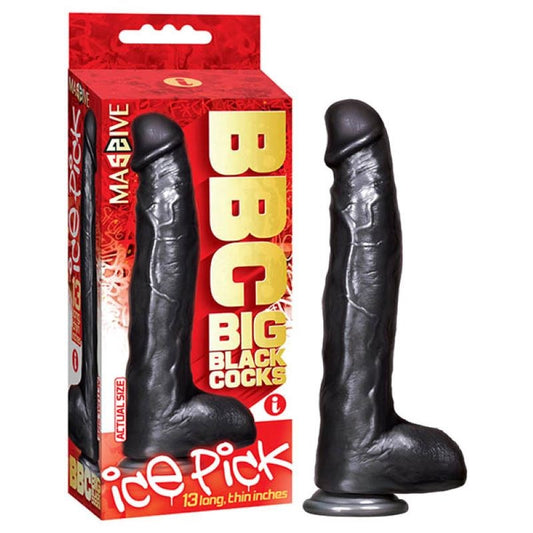 Icon Brands BBC Big Black Cock Ice Pick 13 Inch Twisted Shaft Dildo - - Realistic Dildos