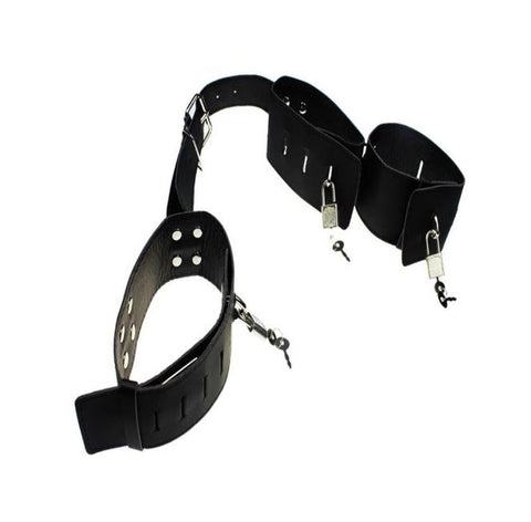 BDSM Gear Leather Cuffs & Collar - Cuffs and Restraints