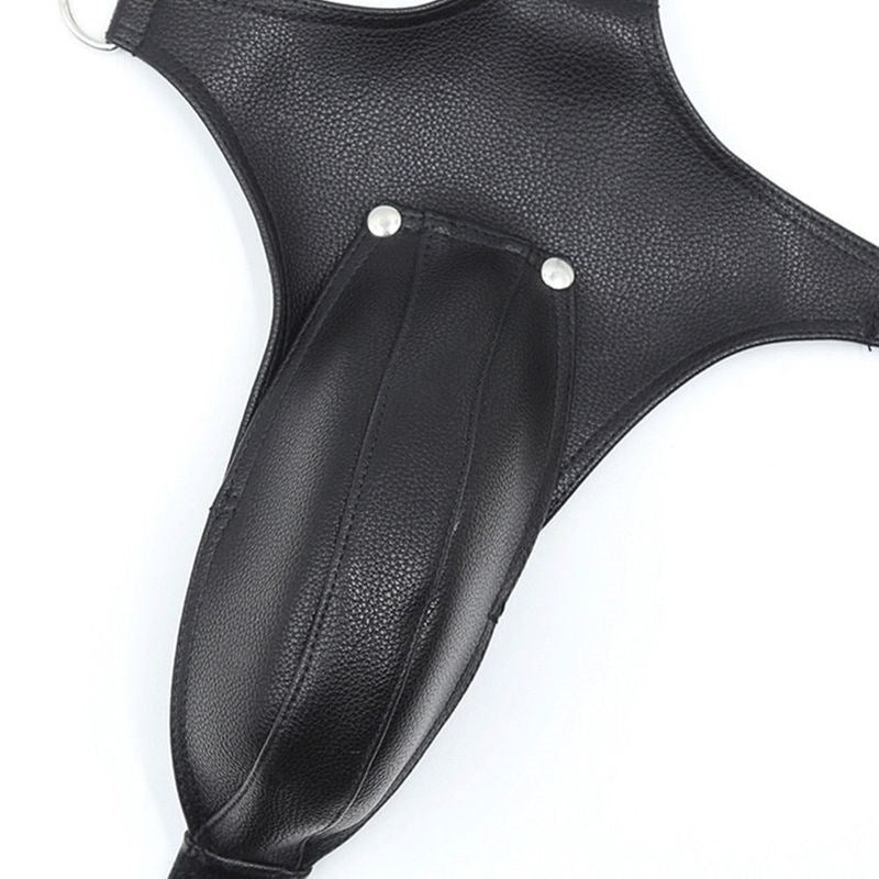 BDStyle BDSM Open Cock Harness Premium Faux Leather with D Ring Design - His Fetish