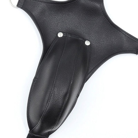 BDStyle BDSM Open Cock Harness Premium Faux Leather with D Ring Design - His Fetish