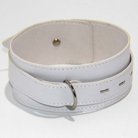 BDStyle Collar Adjustable Leather with Lockable Clasp and O Ring Restraint - Collars and Leads