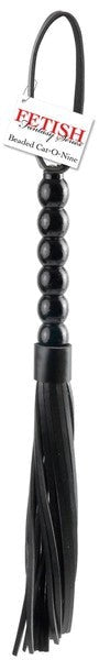 Beaded Cat-O-Nine Tails - Black For Edging Control - - Whips And Crops