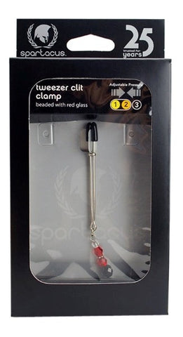 Spartacus Enterprises Beaded Clit Clamp with Adjustable Tweezer Mechanism - Nipple and Clit Clamps