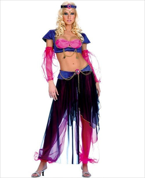 Music Legs Belly Dancer Outfit Complete Seductive Costume Set - - Fancy Dress Ups