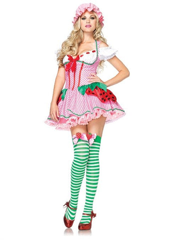 Leg Avenue Berry Beauty Costume Pink Mini Dress with Lace Trim - Fancy Dress Ups