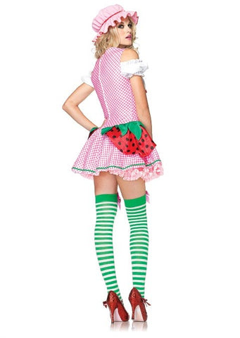 Leg Avenue Berry Beauty Costume Pink Mini Dress with Lace Trim - Fancy Dress Ups