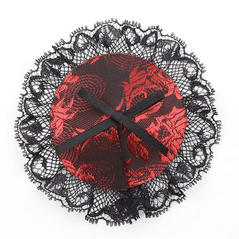 Ella Bidoe Black and Red Lace Overlay Nipple Pasties Self Adhesive Lace - Fancy Dress Ups