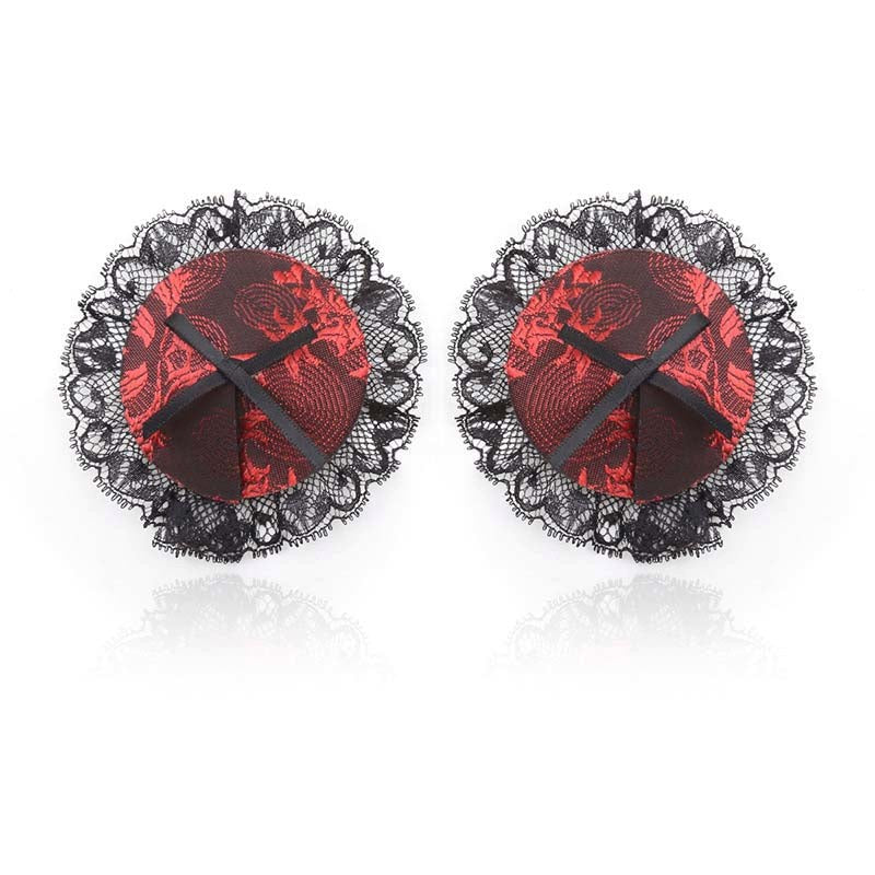 Ella Bidoe Black and Red Lace Overlay Nipple Pasties Self Adhesive Lace - - Fancy Dress Ups