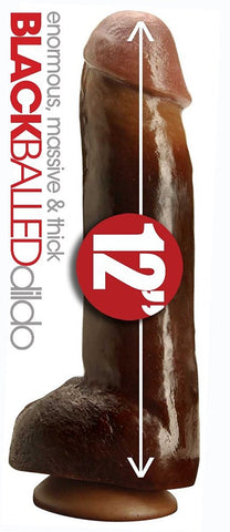 C1R Releasing Black Balled 12 Inch Dildo with Suction Cup Base - Realistic Dildos