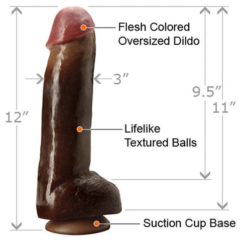 C1R Releasing Black Balled 12 Inch Dildo with Suction Cup Base - Realistic Dildos