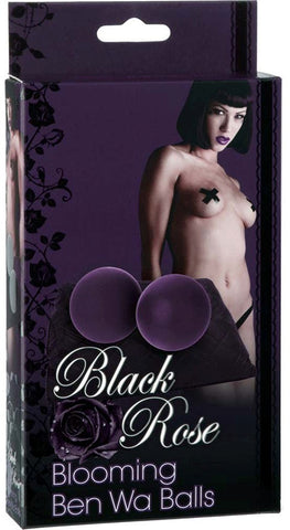 Doc Johnson Black Rose Blooming Ben Wa Balls Weighted Kegel Strengthening - Personal Massagers