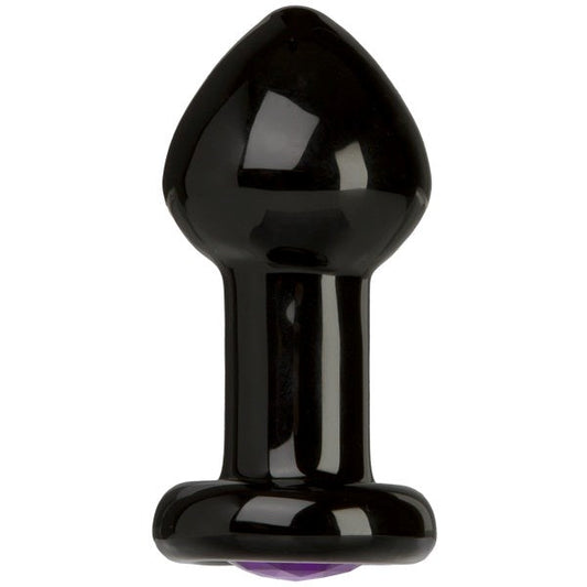 Doc Johnson Black Rose Crystal Butt Plug Medium - - Glass Sex Toys